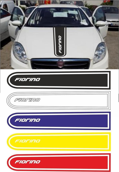 Fiat Fiorino Logolu Otomobil Ön Kaput Şeridi Kaput Sticker Beyaz