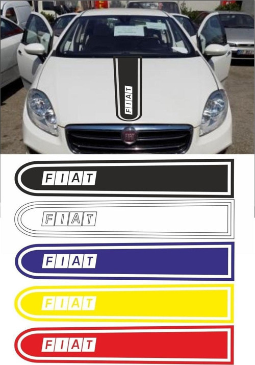 Fiat Logolu Otomobil Ön Kaput Şeridi Kaput Sticker Siyah