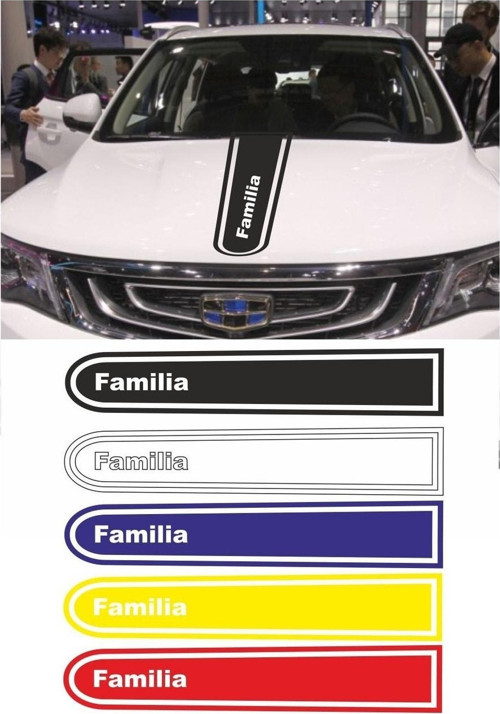 Geely Familia Logolu Otomobil Ön Kaput Şeridi Kaput Sticker Siyah