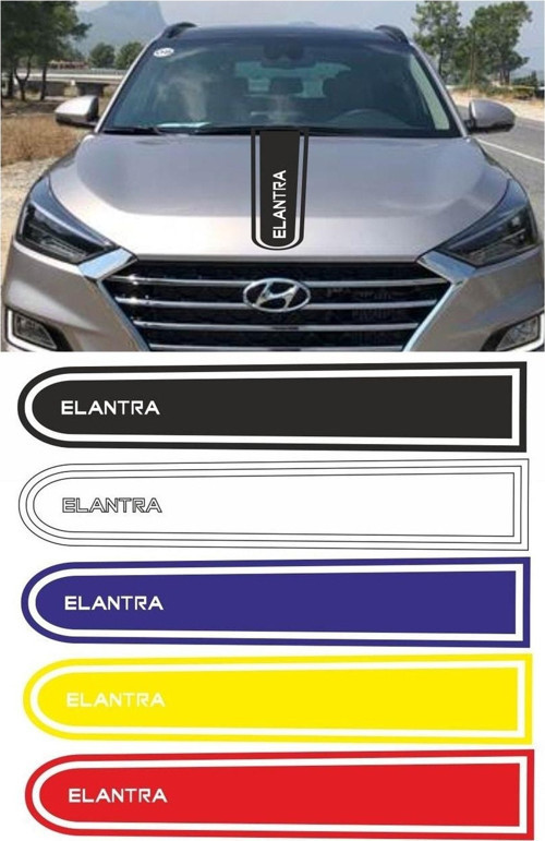 Hyundai Elentra Logolu Otomobil Ön Kaput Şeridi Kaput Sticker Siyah