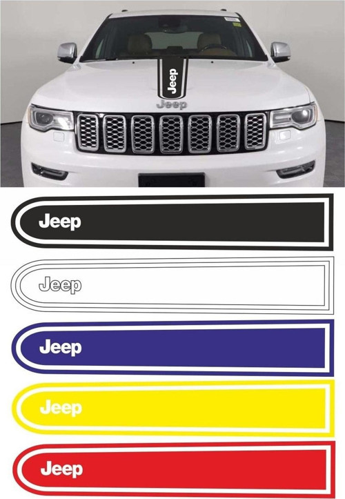 Jeep Logolu Otomobil Ön Kaput Şeridi Kaput Sticker Siyah