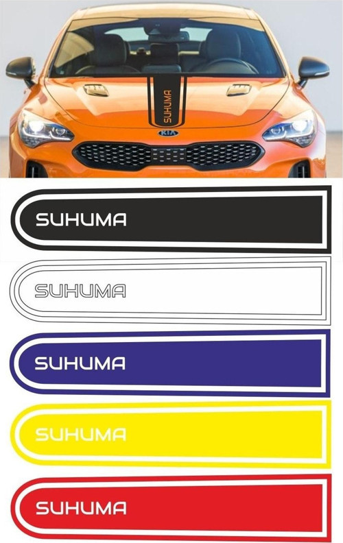 Kia Shuma Logolu Otomobil Ön Kaput Şeridi Kaput Sticker Siyah