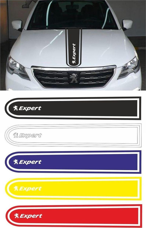 Peugeot Expert Logolu Otomobil Ön Kaput Şeridi Kaput Sticker Beyaz