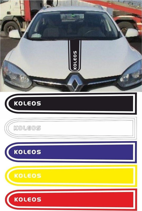 Renault Koleos Logolu Otomobil Ön Kaput Şeridi Kaput Sticker Siyah