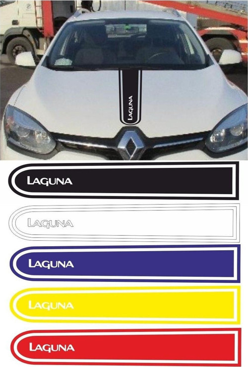 Renault Laguna Logolu Otomobil Ön Kaput Şeridi Kaput Sticker Beyaz