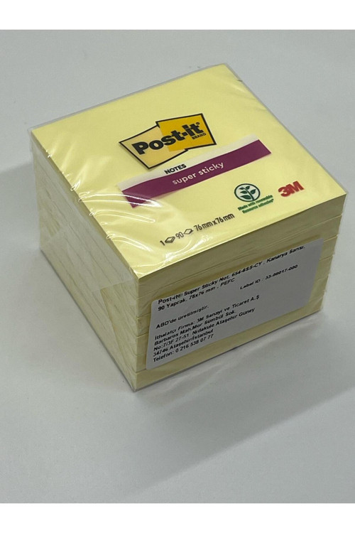 Post-İt Super Sticky Sarı 90 Yaprak 76Mmx76Mm 6 Paket
