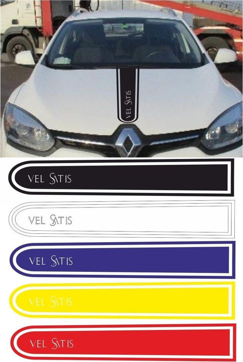 Renault Velsatis Logolu Otomobil Ön Kaput Şeridi Kaput Sticker Beyaz
