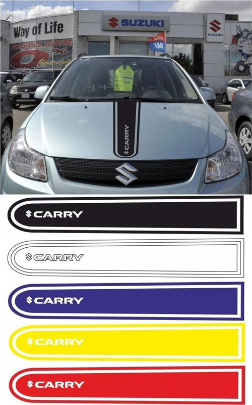 Suzuki Carry Logolu Otomobil Ön Kaput Şeridi Kaput Sticker Beyaz