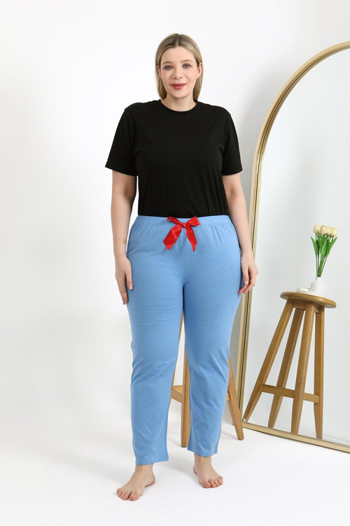 Kadın Pamuklu Büyük Beden Alt Pijama 27559 Mavi