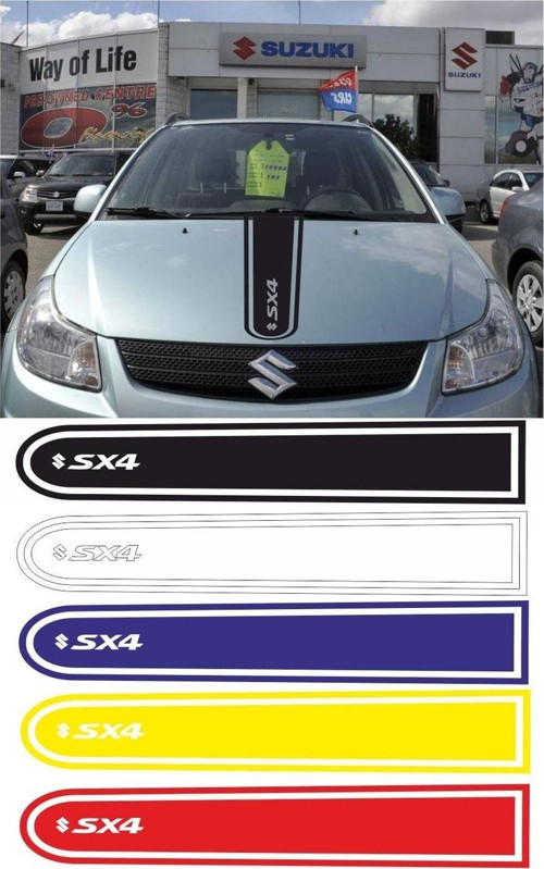 Suzuki Sx 4 Logolu Otomobil Ön Kaput Şeridi Kaput Sticker Siyah