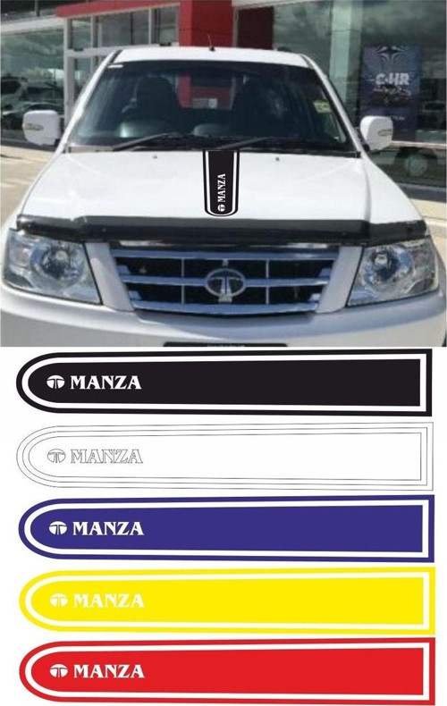 Tata Manza Logolu Otomobil Ön Kaput Şeridi Kaput Sticker Siyah