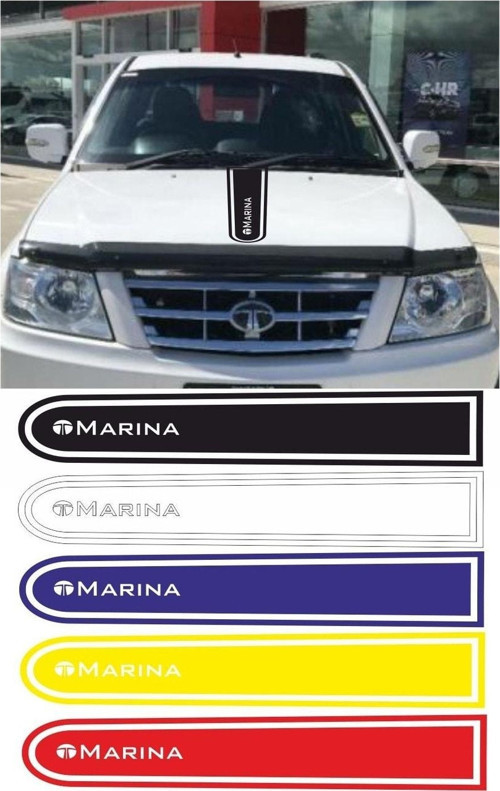 Tata Marina Logolu Otomobil Ön Kaput Şeridi Kaput Sticker Siyah
