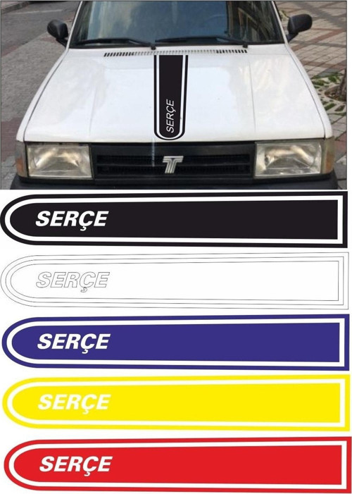 Tofaş Serçe Logolu Otomobil Ön Kaput Şeridi Kaput Sticker Siyah