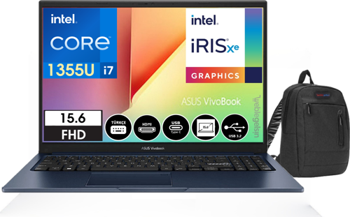 Vivobook 15 Intel Core I7-1355U 16GB 2tb SSD 15.6" WINDOWS11PRO Fhd Dizüstü Bilgisayar X1504VA-NJ41040 + Weblegelsin Çanta