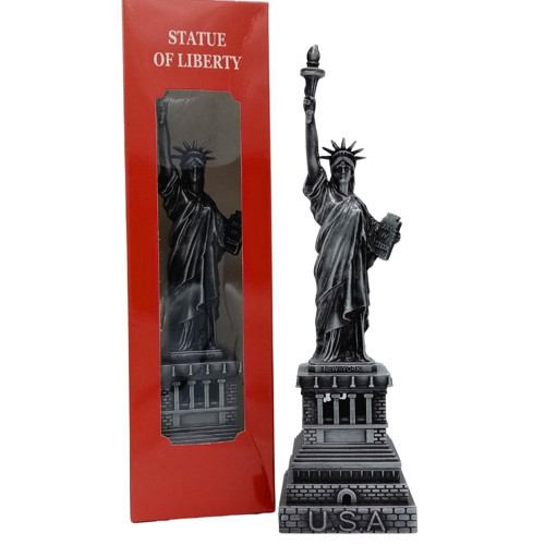 Metal Özgürlük Heykeli Gümüş Vintage Dekor USA 25cm