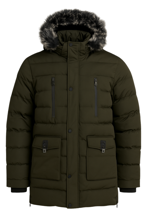 Erkek Yeşil Erkek Outdoor Su Geçirmez Kapüşonlu Kışlık Kaban – Rüzgar ve Yağmura Dayanıklı Mont&Kaban