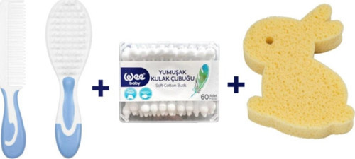 Banyo Zamanı Seti ( fırça Tarak + kulak Çubuğu + sünger )