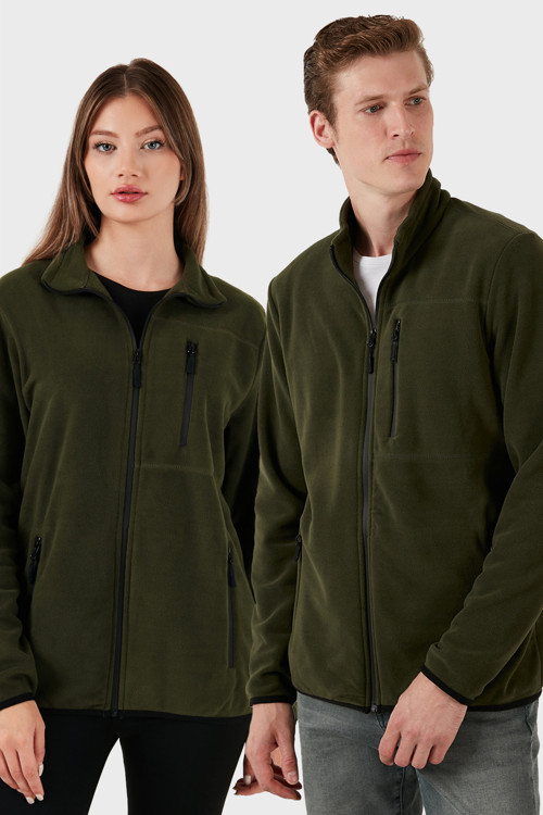 Slim Fit Cepli Fermuarlı Anti-Pilling Tüylenme Yapmayan Soğuk Geçirmez Polar Unisex Hırka 5906028S1 HAKİ