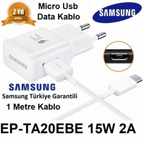 Samsung Galaxy Orijinal EP-TA20EBE 15W 2A Hızlı Şarj Cihazı ve Micro USB Kablo