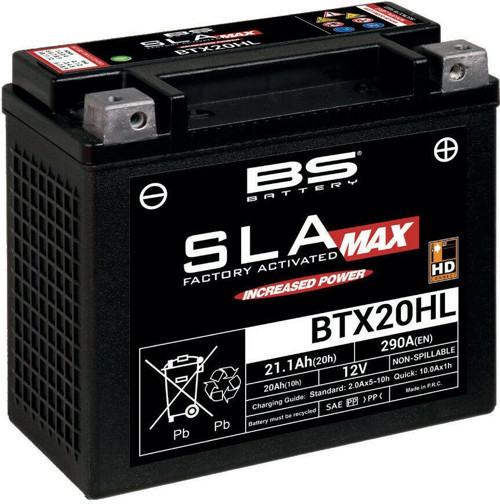 Bs Btx20hl Sla Max Harley-Davidson Dyna Fat Bob FXDF Uyumlu Akü