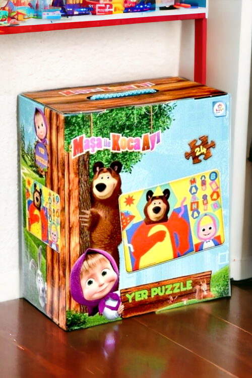 Maşa ile Koca Ayı Dev Yer Puzzle 24 Parça 50 x 70 cm Çocuk Puzzle Yapboz MS7846
