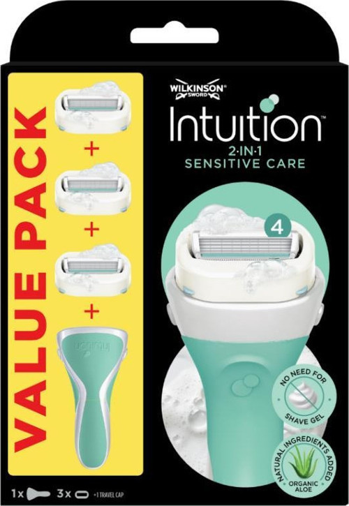 Intuition Sabunlu 4 Bıçaklı Tıraş Bıçağı Sapı + 3 Yedek Başlık