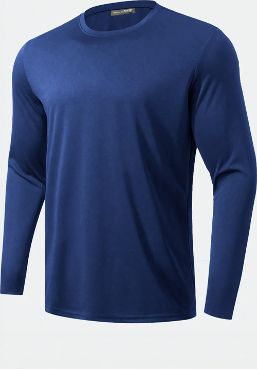 Erkek %100 Pamuklu Likralı Esnek Spor Koşu Günlük Antrenman Uzun Kollu Penye T-shirt