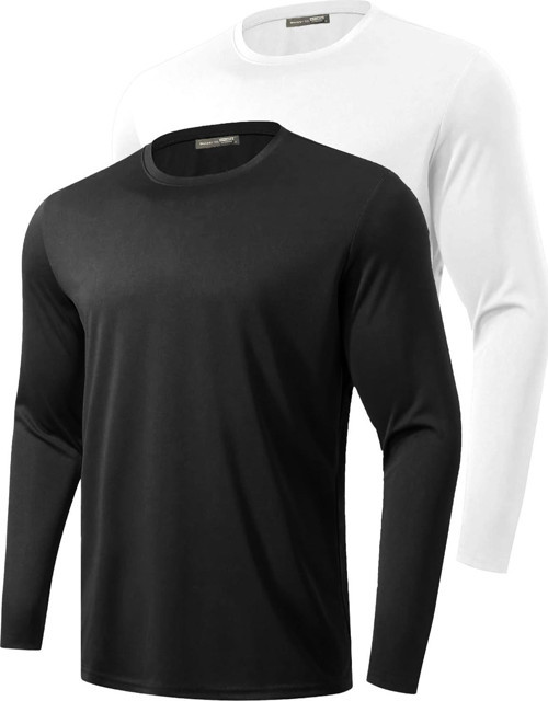 2'li Paket Erkek %100 Pamuklu Likralı Spor Koşu Günlük Antrenman Uzun Kollu Penye T-shirt