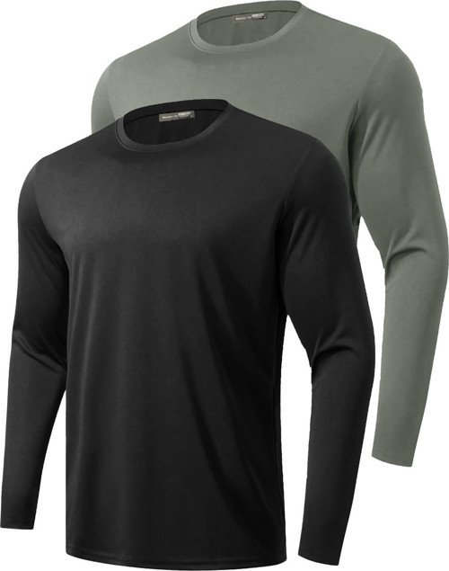2'li Paket Erkek %100 Pamuklu Likralı Spor Koşu Günlük Antrenman Uzun Kollu Penye T-shirt