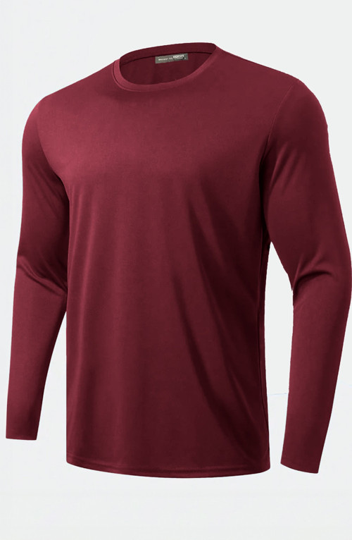 Erkek %100 Pamuklu Likralı Esnek Spor Koşu Günlük Antrenman Uzun Kollu Penye T-shirt