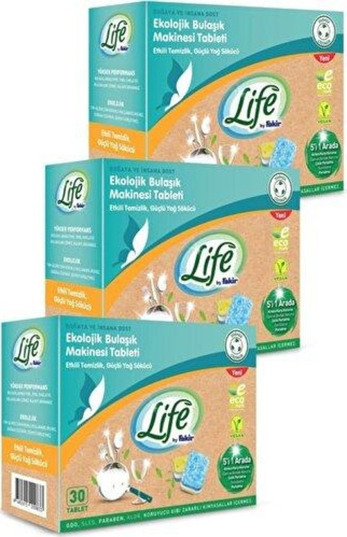 Ekolojik Vegan Bulaşık Makinesi Tablet Deterjanı(30'lu) 3 Adet