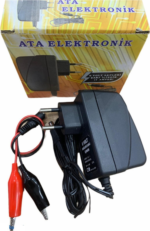 6 Volt 7 Amper Aküler Için Şarj Cihazı Adaptör Voltaj Kesicili + Maşalı Kablolu
