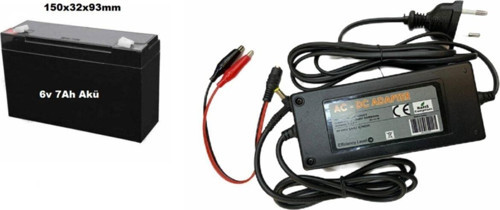 6v 7ah 6 Volt 7 Amper Akü + 6 Volt 3.5 Amper 6v 3,5ah Akü Şarj Cihazı Voltaj Kesicili