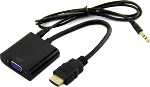 HDMI To Vga Dönüştürücü Ses Kablosu Siyah