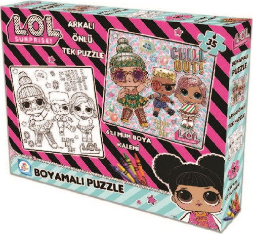 LOL Boyamalı Puzzle Seti 35 Parça + 6 Adet Mum Boya Kalemi | Yapboz Puzzle LOL7882