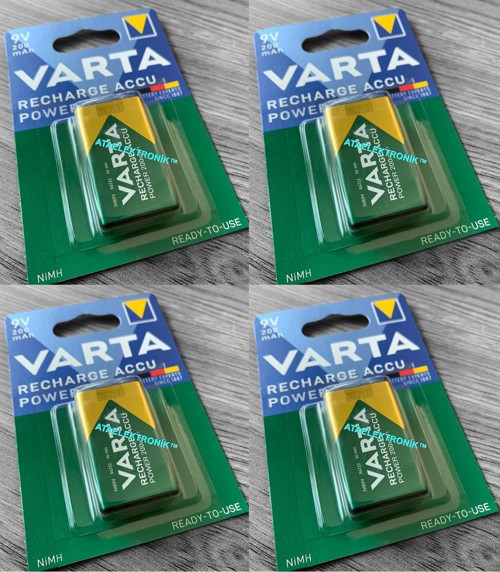 Ata Elektronik 4 Adet - 9v 200mah Şarj Edilebilir Pil 9 Volt Şarjlı Pil