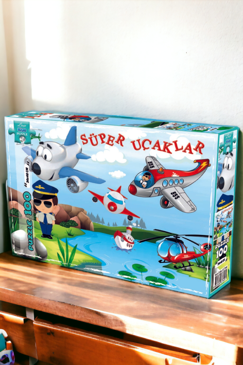 Süper Uçaklar 100 Parça Puzzle Yapboz Oyun Seti LC7348