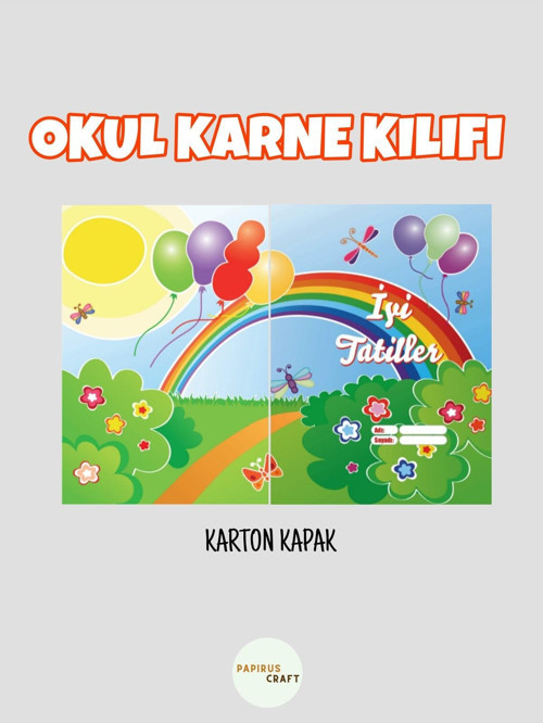 Gökkuşağı Temalı Karne Kılıfı (10 Adet) Karne Kabı, Karne Hediyesi , Öğrenci