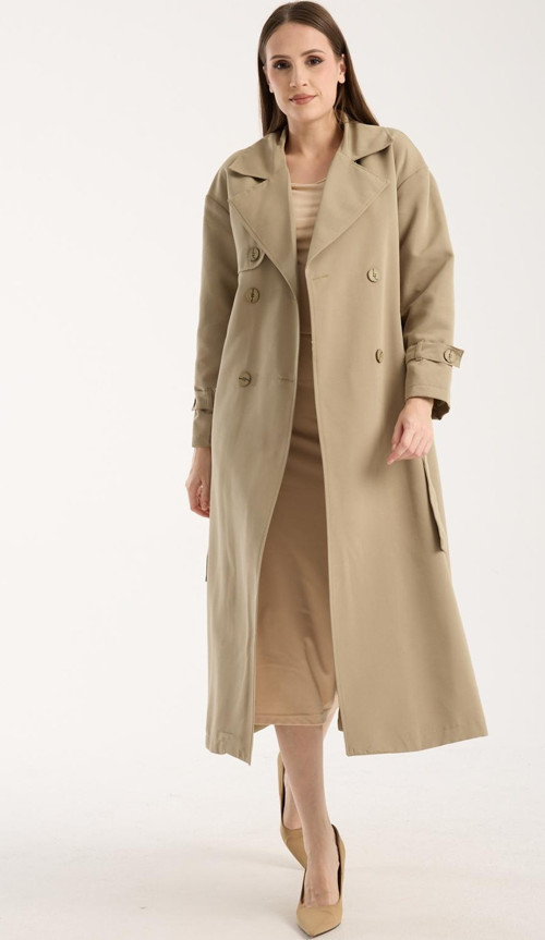 Açık Haki Oversize Rüzgarlık Detaylı Trençkot