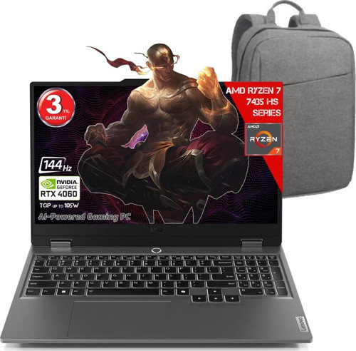 Loq 15ARP9 Aı Amd Ryzen 7-7435HS 32 GB Ram Ddr5 512 GB SSD SSD RTX4060 8gddr6 15.6 IPS 144Hz Fhd Freedos 83JC00FJTR-3251