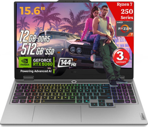 Loq 15Ahp10 Aı Amd Ryzen7 250 12Gb 512Gb Rtx5060 15.6Fhd 144Hz Freedos 83Jg006Ftr Gaming Bilgisayar