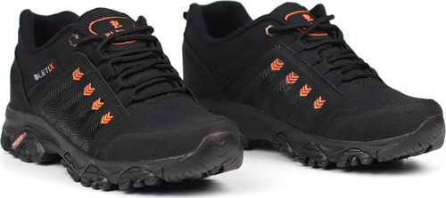 Erkek Siyah Oranj Outdoor Trekking Ayakkabı Kaymaz Taban Suya Dayanıklı Hafif Rahat Günlük Yürüyüş ve Dağ Spor Ayakkabısı