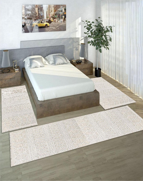 Dijital Baskılı 3 'Lü Yatak Odası Halısı Yolluk Takımı 80X150 2 Adet 80X300 1 Adet