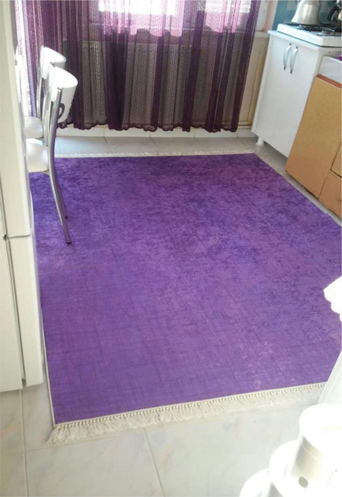 Karmen Mor Kaymaz Taban Yıkanabilir Halı Kilim Yolluk Dijital Baskı Mor