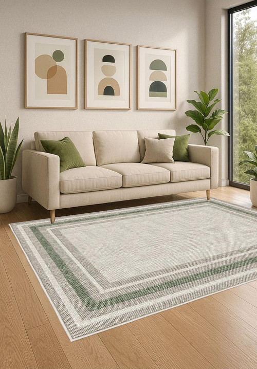 Yeşil Dijital Baskı Halı Kaymaz Tabanlı Yıkanabilir Halı Yolluk Salon Halısı 774