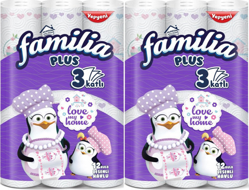 Kağıt Havlu Plus Desenli 24 Lü Pk (3 Katlı) (2PK*12) Love My Home