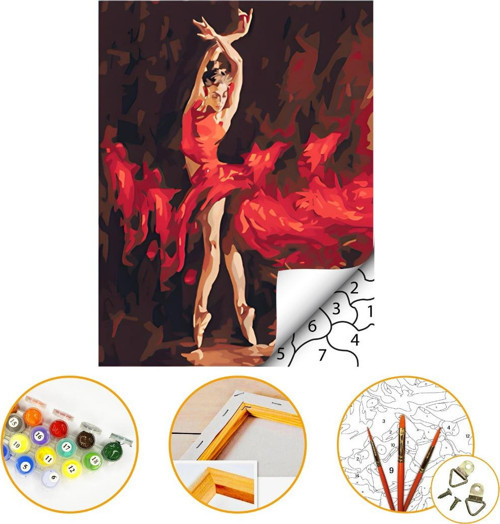Balerin - Sayılarla Boyama Seti Kasnağa Gerili 40x50cm Boyalar ve Fırçalar Dahil
