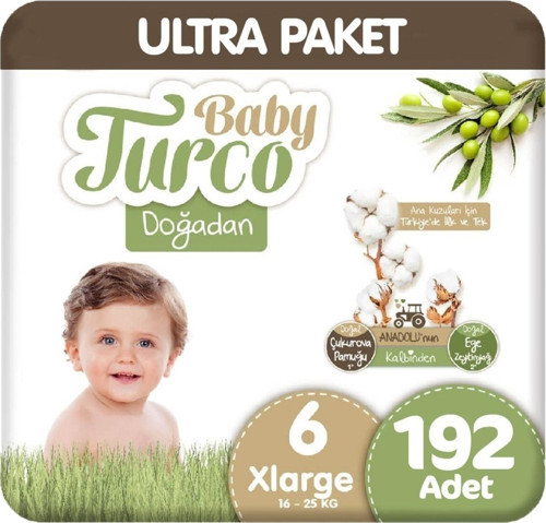 Doğadan Bebek Bezi 6 Numara Xlarge Aylık Ekonomik Paket 192 Adet