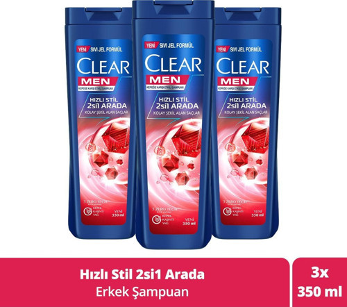 Men Kepeğe Karşı Etkili Şampuan Hızlı Stil 2si 1 Arada 3 x 350 ML