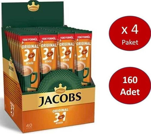 3'ü 1 Arada Karışım Kahve 160 Adet ( 40'lı Kutu x 4)